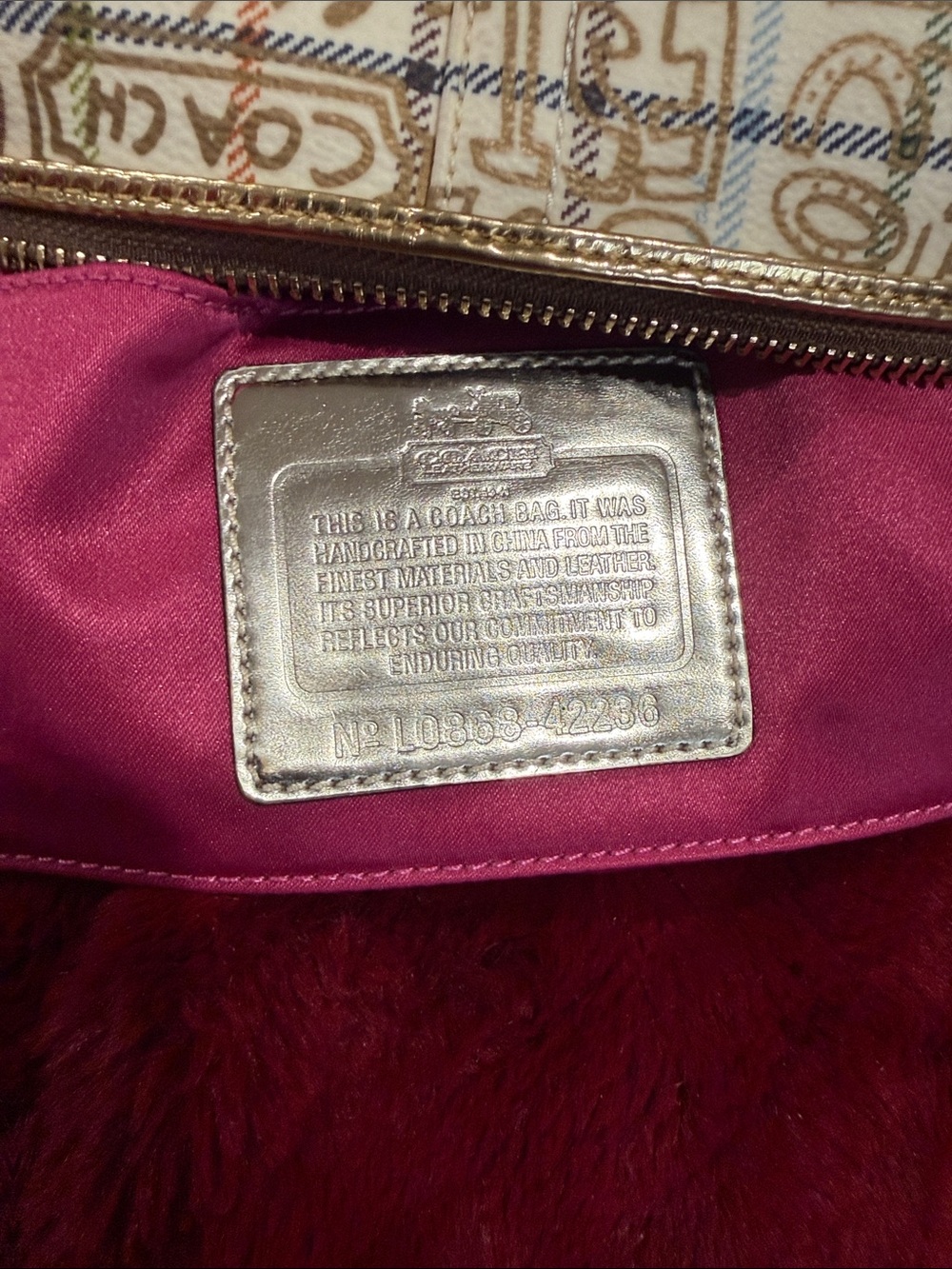 Coach Cream Multicolor Signature Canvas with Gold Hardware - Picture 4 of 4